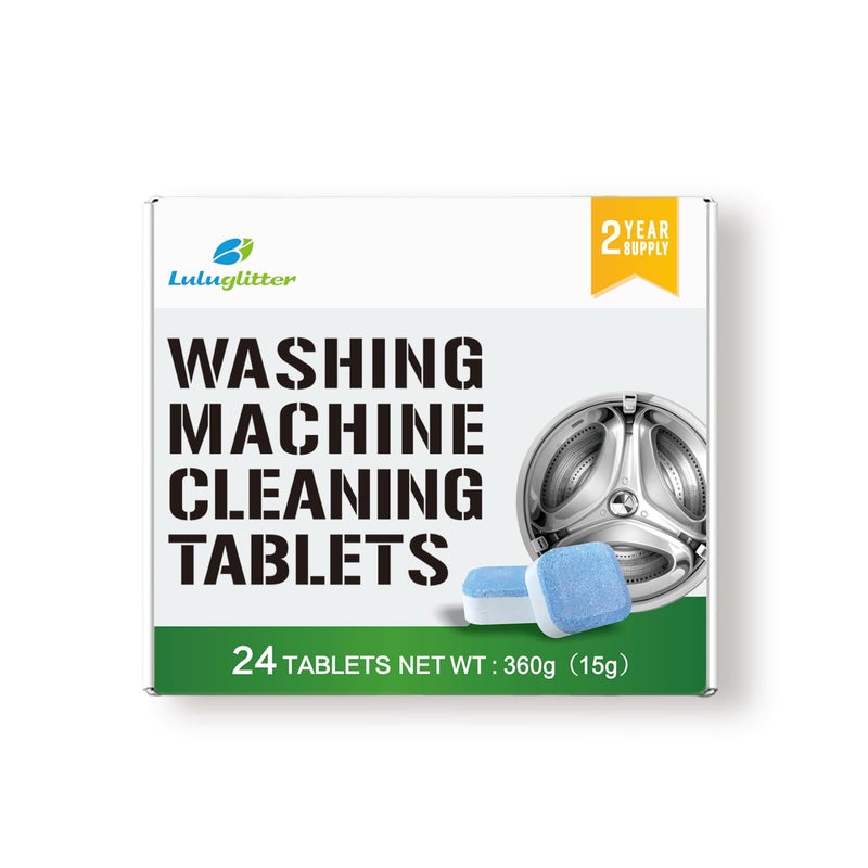 LULUGLITTER Washing Machine Cleaner Tablets 24 Pack Deep Cleaning Tablets for Front Loader And Top Load Wash Laundry Machine Cleaner, Effective Machine Maintenance and Odor Removal - Image 1